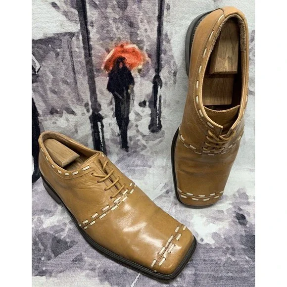 Marco Vicci Premium Oxford Shoes Mens 10.5M ALTIMA Light Brown Stitched Brogue Marco Vicci In Men main image 4